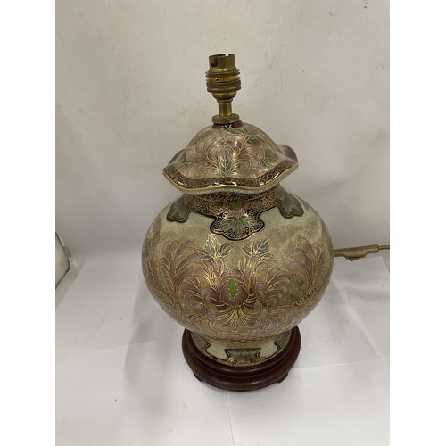 50 - A VINTAGE ORIENTAL SATSUMA STYLE TABLE LAMP