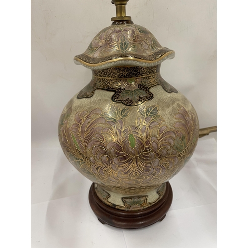 50 - A VINTAGE ORIENTAL SATSUMA STYLE TABLE LAMP