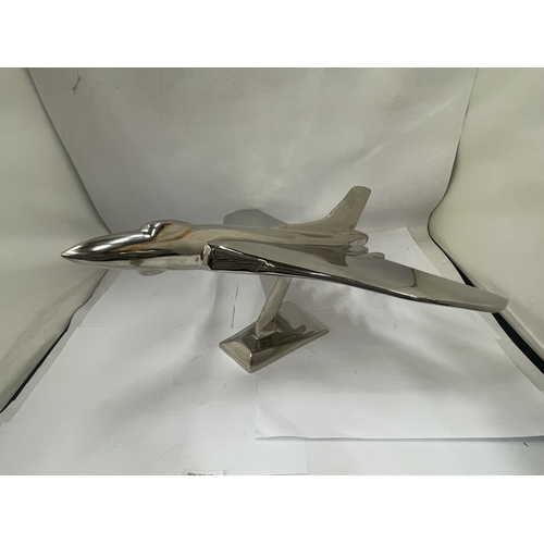 56 - A LARGE CHROME VULCAN BOMBER AEROPLANE MODEL