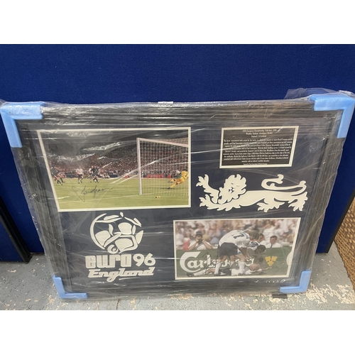 62 - A FRAMED EURO 1996 SIGNED PHOTO BY PAUL GASCOIGNE AND DAVID SEAMAN, WITH ALL STAR SIGNINGS CERTIFICA... 