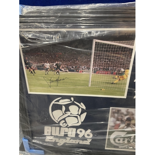 63 - A FRAMED EURO 1996 SIGNED PHOTO BY PAUL GASCOIGNE AND DAVID SEAMAN, WITH ALL STAR SIGNINGS CERTIFICA... 