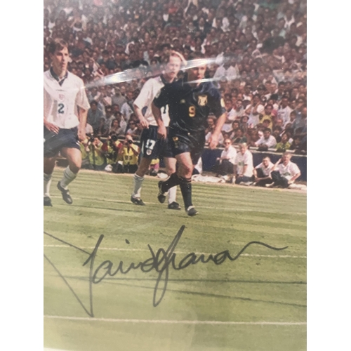 63 - A FRAMED EURO 1996 SIGNED PHOTO BY PAUL GASCOIGNE AND DAVID SEAMAN, WITH ALL STAR SIGNINGS CERTIFICA... 