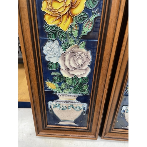 8 - A PAIR OF FRAMED ART NOUVEAU STYLE TILE PLAQUES