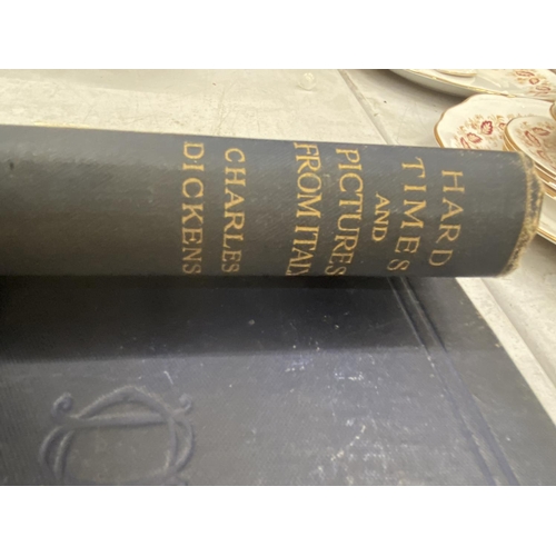 290 - TWO ANTIQUARIAN CHARLES DICKEN NOVELS - 'DAVID COPPERFIELD' AND HARD TIMES AND PICTURES FROM ITALY'