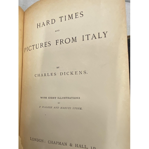 290 - TWO ANTIQUARIAN CHARLES DICKEN NOVELS - 'DAVID COPPERFIELD' AND HARD TIMES AND PICTURES FROM ITALY'