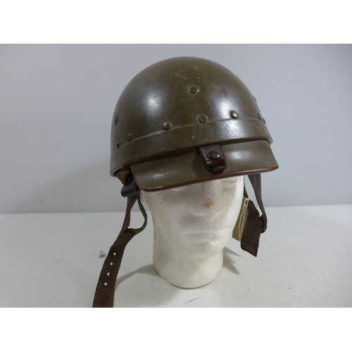 308 - A MILITARY HELMET AND LINER, INSIDE MARKED RH OF CO 54C