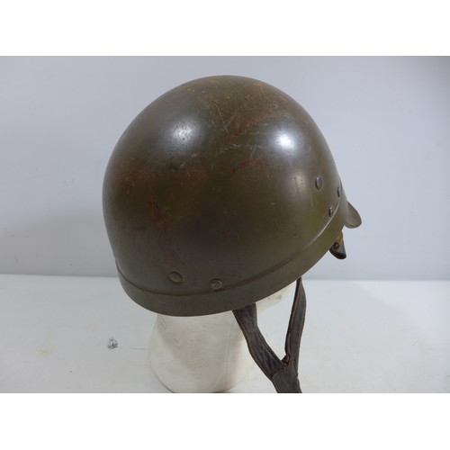 308 - A MILITARY HELMET AND LINER, INSIDE MARKED RH OF CO 54C