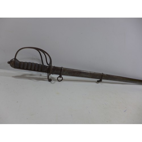 312 - A BRITISH QUEEN VICTORIA 1821 PATTERN LIGHT CAVALRY/ROYAL ARTILLERY OFFICERS SWORD AND SCABBARD, 86C... 