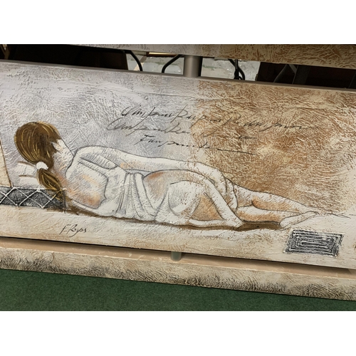 154 - A SIGNED OIL ON CANVAS OF A LADY RECLINING
51