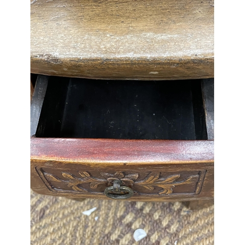 101A - A VINTAGE CHINESE CARVED HARDWOOD CHILD'S ARMCHAIR WITH LOWER DRAWER TO SEAT, HEIGHT 80CM, WIDTH 53C... 