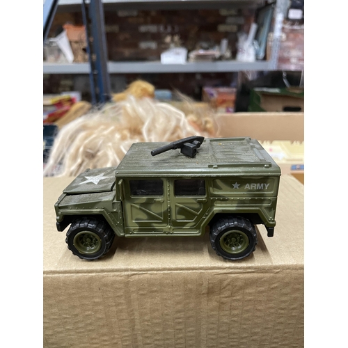 409 - A QUANTITY OF VINTAGE ARMY VEHICLES TO INCLUDE DINKY, CORGI, ETC., TANKS, TRUCKS, HELICOPTERS