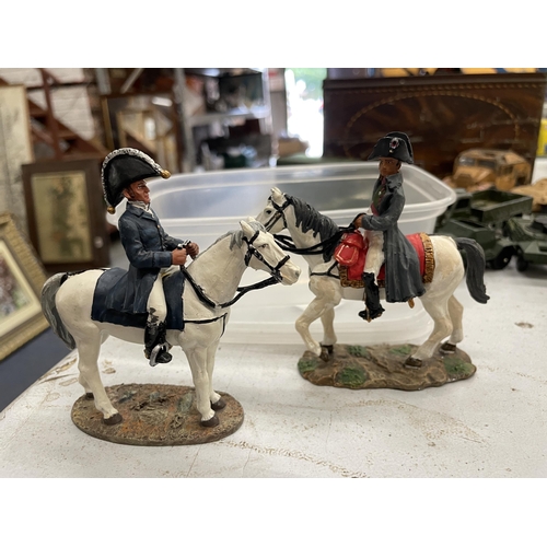 453A - TWO DEL PRADO FIGURES OF NAPOLEON AND WELLINGTON ON HORSEBACK