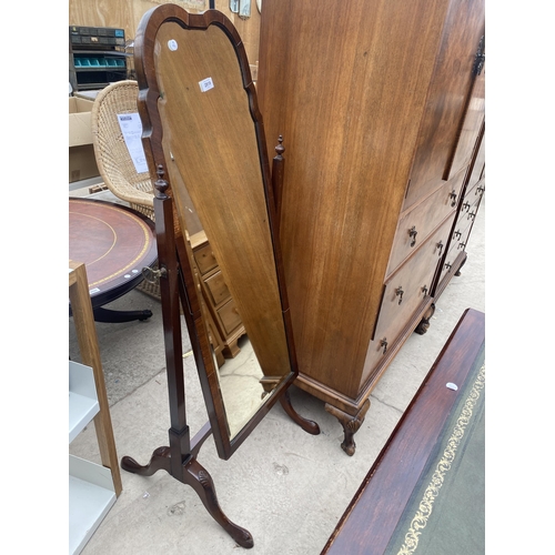 2801 - AN EDWARDIAN MAHOGANY CHEVAL MIRROR