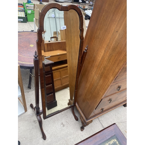 2801 - AN EDWARDIAN MAHOGANY CHEVAL MIRROR