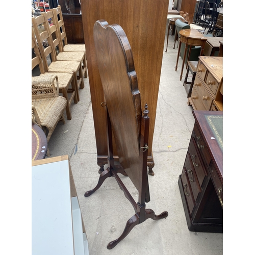 2801 - AN EDWARDIAN MAHOGANY CHEVAL MIRROR