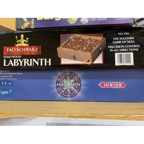 360 - A QUANTITY OF BOARD GAMES TO INCLUDE BARGAIN HUNT, ANTIQUES ROADSHAW, JUNIOR WHO WANTS TO BE A MILLI... 