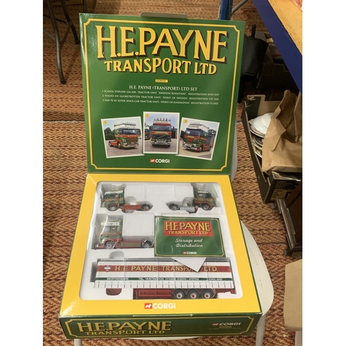 365 - A LIMITED EDITION BOXED CORGI SET H E PAYNE TO INCLUDE A SCANIA TOPLINE 124/420 TRACTOR UNIT, A VOLV... 