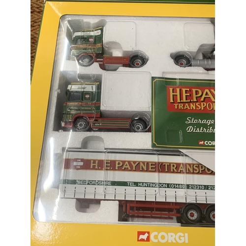 365 - A LIMITED EDITION BOXED CORGI SET H E PAYNE TO INCLUDE A SCANIA TOPLINE 124/420 TRACTOR UNIT, A VOLV... 