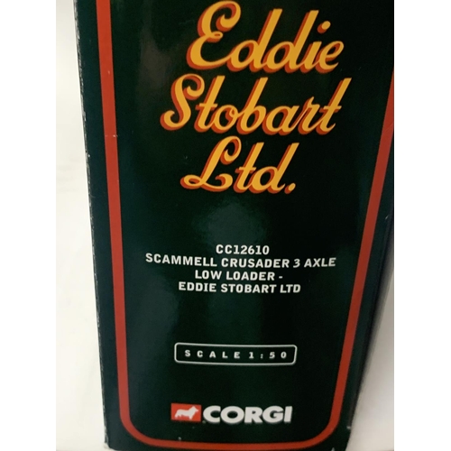 366 - TWO MINT AND BOXED EDDIE STOBART MODELS TO INCLUDE A CC12610 SCAMMELL CRUSADER 3 AXLE LOW LOADER AND... 