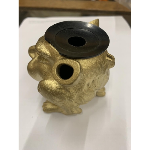 72 - A GILT GARGOLYLE INKPOT