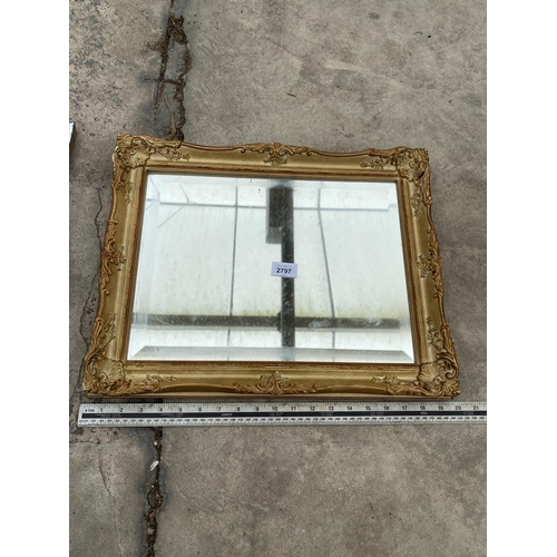 2797 - A MODERN GILT FRAMED BEVEL EDGED WALL MIRROR, 19 X 15