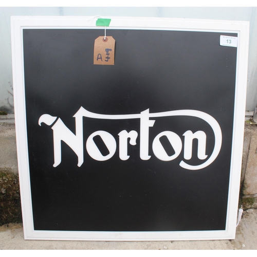 13 - NORTON LED SIGN (WORKING)  NO VAT