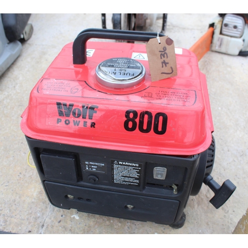 19 - WOLF POWER 800 GENERATOR  + VAT