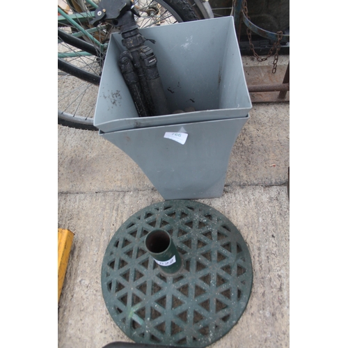 766 - 2 PLANT POTS AND UMBRELLA STAND  NO VAT