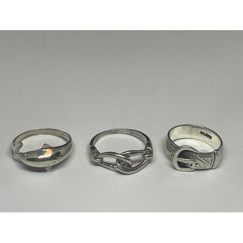 555 - FIVE VARIOUS SILVER RINGS