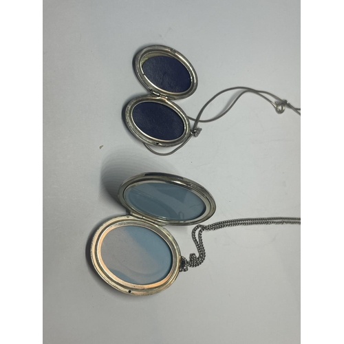 565 - TWO SILVER LOCKETS ON CHAINS