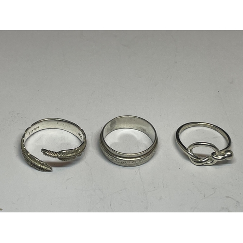 578 - FIVE VARIOUS SILVER RINGS