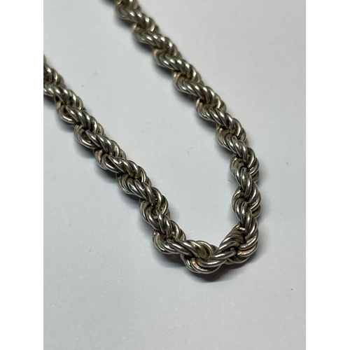 596 - A SILVER ROPE CHAIN LENGTH 18