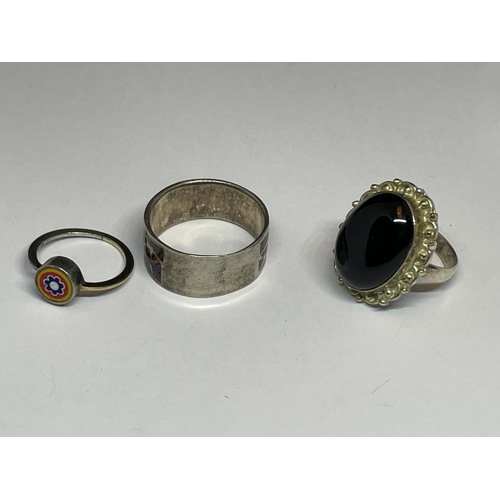 598 - FIVE VARIOUS SILVER RINGS