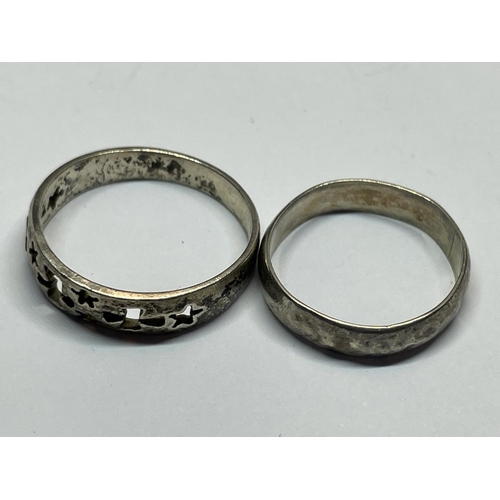 598 - FIVE VARIOUS SILVER RINGS