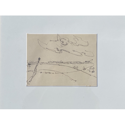 105 - TWO VINTAGE MID CENTURY SIGNED ABSTRACT PENCIL DRAWINGS TO INCLUDE A DUO EXAMPLE SIGNED UMO '68, 34 ... 