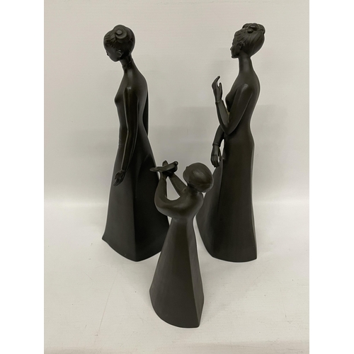 721 - THREE ROYAL DOULTON MATTE BLACK FIGURES - 'TRANQUILITY' HN2426, 'PEACE' HN2433 & 'SYMPATHY' HN2838