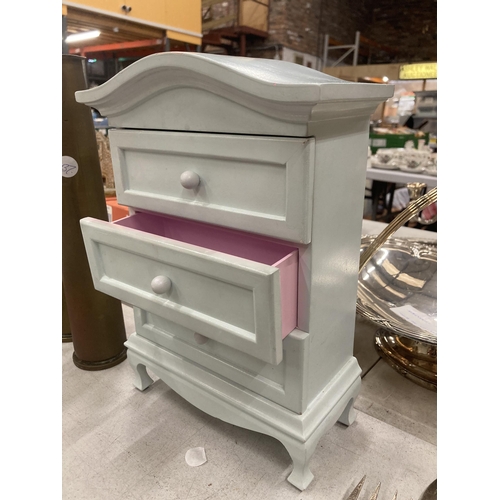 193 - A PAINTED WOODEN TABLE TOP JEWELLERY CHEST