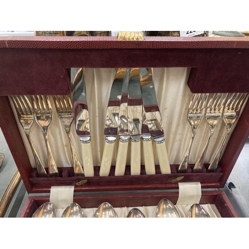 227 - A CASED CANTEEN OF SILVER PLATED CUTLERY