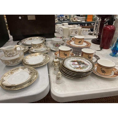 248 - A MIXED GROUP OF CERAMIC TEA WARES - PART NORITAKE GILT TEA SET, BAVARIA, GERMAN BONE CHINA EXAMPLES... 