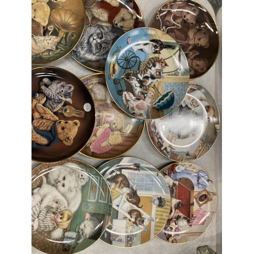 253 - A COLLECTION OF CABINET PLATES, TEDDY BEARS, CATS ETC