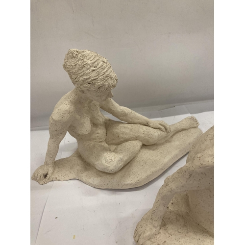 265 - TWO ABSTRACT STONE EFFECT NUDE FIGURES