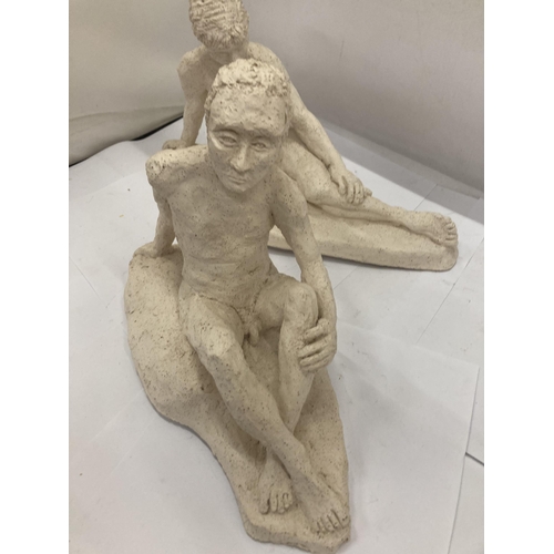 265 - TWO ABSTRACT STONE EFFECT NUDE FIGURES