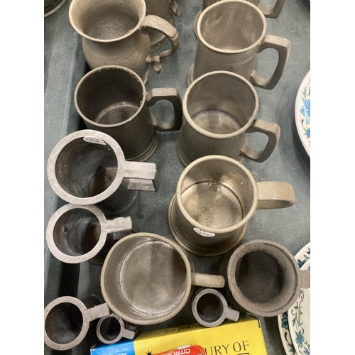 283 - A COLLECTION OF PEWTER TANKARDS