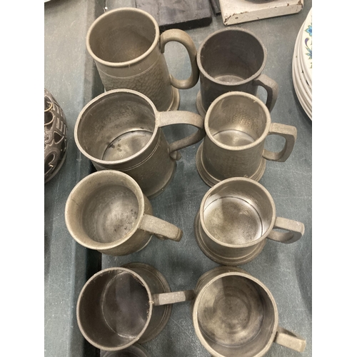 283 - A COLLECTION OF PEWTER TANKARDS