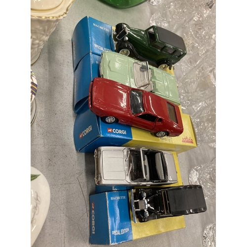 802 - A GROUP OF FIVE BOXED CORGI DIECAST CAR MODELS