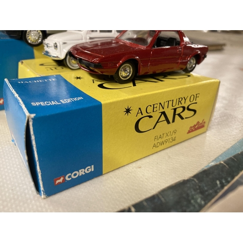 1006 - THREE BOXED CORGI 'A CENTURY OF CARS' TO INCLUDE A FIAT 500, X19 AND A MULTIPLA