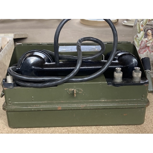 1013 - A  MILITARY METAL CASED FIELD TELEPHONE 'J' SET / UNIT