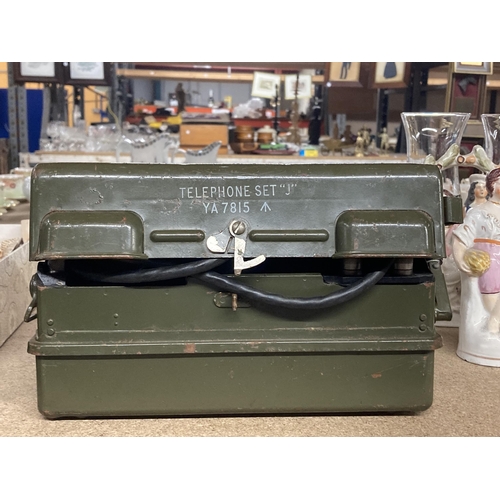 1013 - A  MILITARY METAL CASED FIELD TELEPHONE 'J' SET / UNIT