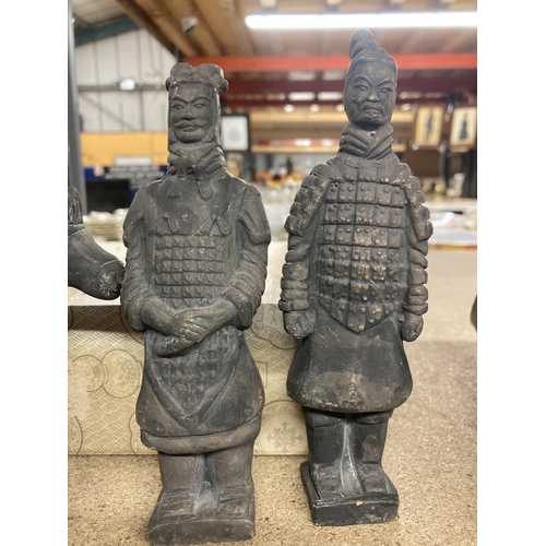 1014 - SIX ORIENTAL TERRACOTTA ARMY STYLE FIGURES