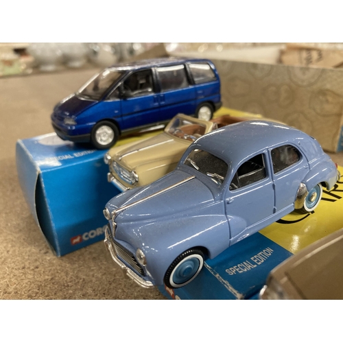 1015 - FOUR BOXED CORGI 'A CENTURY OF CARS' TO INCLUDE A PEUGEOT 504, 403 CABRIOLET, 806 AND 203